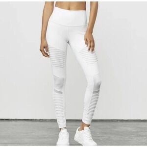Alo Yoga Leggings XS White Moto High-Waist 7/8 Length 23" Mesh W5767R New W/ Tag